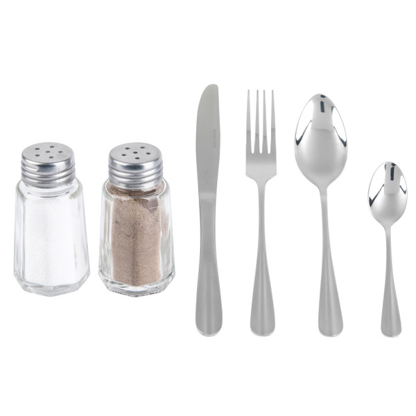 Glass Salt & Pepper Shakers & 24-Piece Cutlery Set 