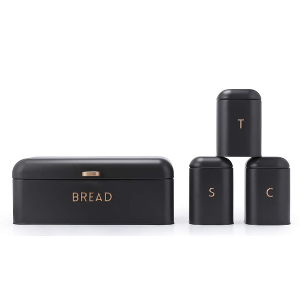 Pebble 4-Piece Bread Bin & Canister Set - Charcoal