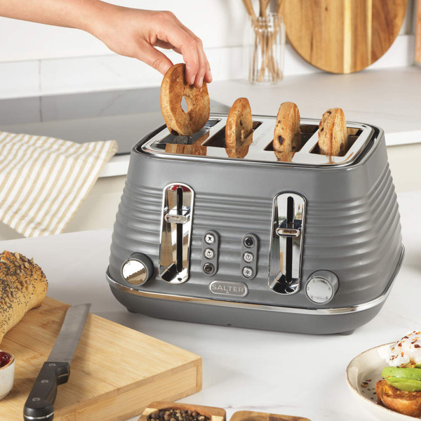 Ripple 4-Slice Toaster - Grey - Plastic - EK5743GRY - Salter - 5054061503494