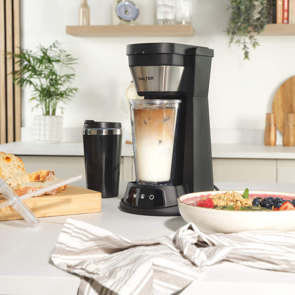 2-in-1 Iced Coffee Maker with Travel Mug & Plastic Cup