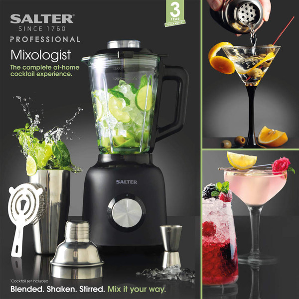 Professional Mixologist Glass Jug Blender & Cocktail Making Set - Black - EK5224ROFOB - Salter - 5054061498301