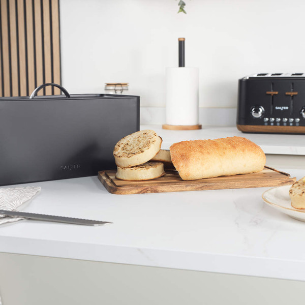 Toronto Bread Bin with Chopping Board – Black