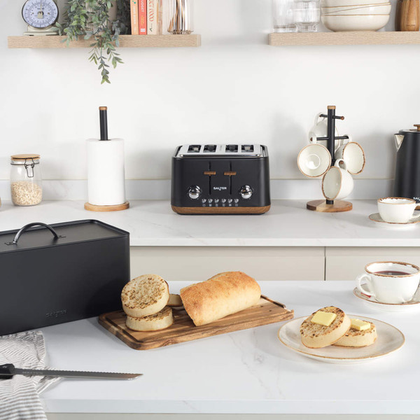 Toronto Bread Bin with Chopping Board – Black - Black - BW13564EU7 - Salter - 5054061558791