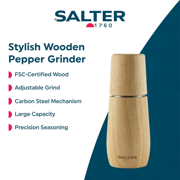 Salter wooden salt or pepper grinder, natural finish