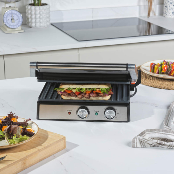 Salter stainless steel contact grill with adjustable temperature dials