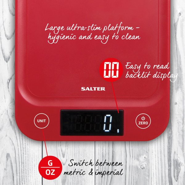 5kg Digital Kitchen Scale - Red