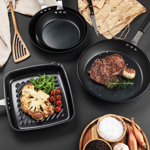 Pan For Life Carbon Steel Griddle Pan, 26 cm, Grey