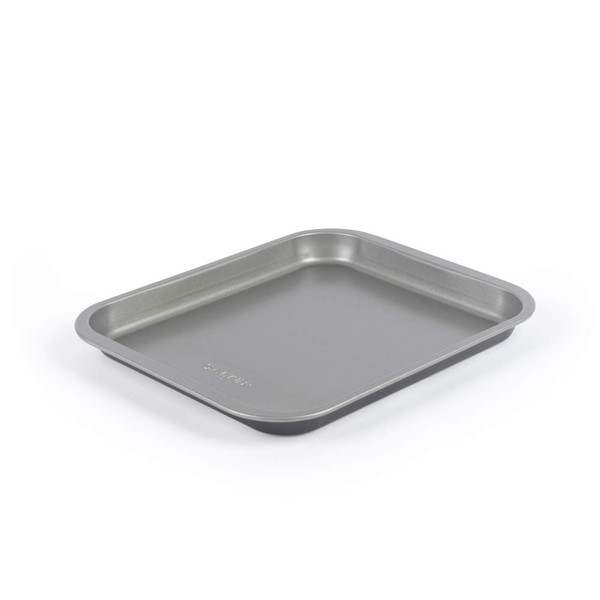 Large grey non-stick roasting tray, shown angled on white background