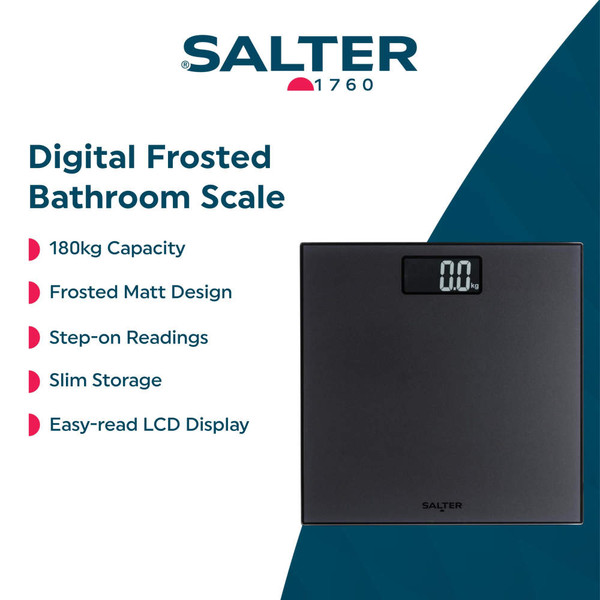 Person standing on black digital bathroom scale on tiled floor