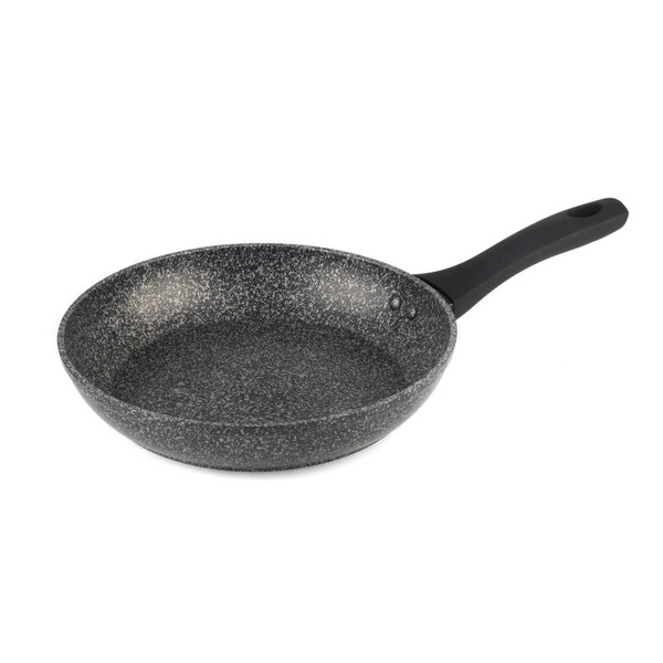 Grey stone-effect frying pan with black handle