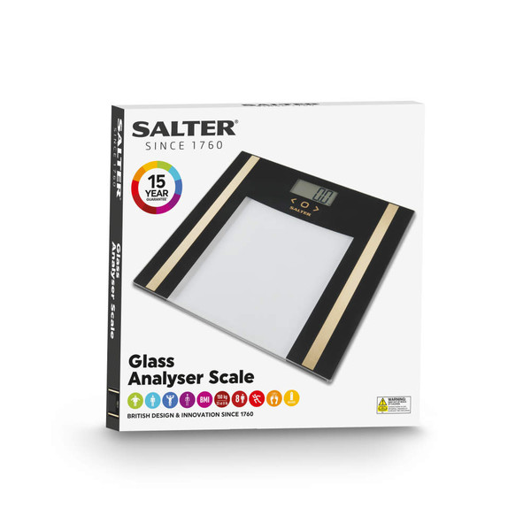 Glass Analyser Bathroom Scale - Black & Gold