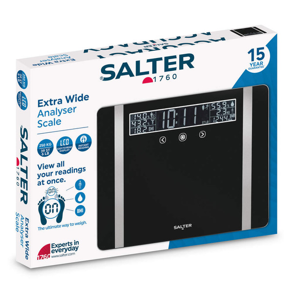 Salter extra wide analyser scale box with LCD display, black, 15 year guarantee