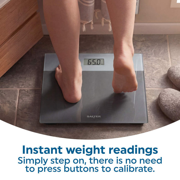 Silver digital bathroom scales, 30 x 28 cm
