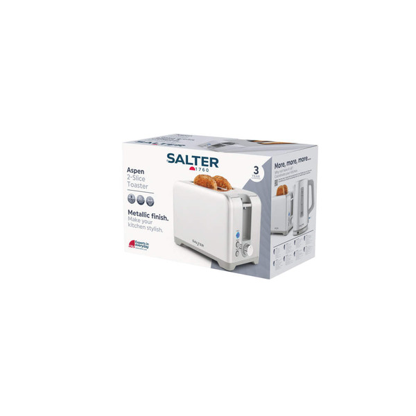 Aspen 2-Slice Toaster - Silver - EK6553MMS - Salter - 5054061593815