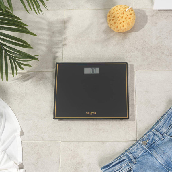 Compact Bathroom Scale – Black/Gold