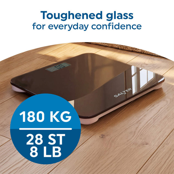 Black glass bathroom scale with 180kg capacity