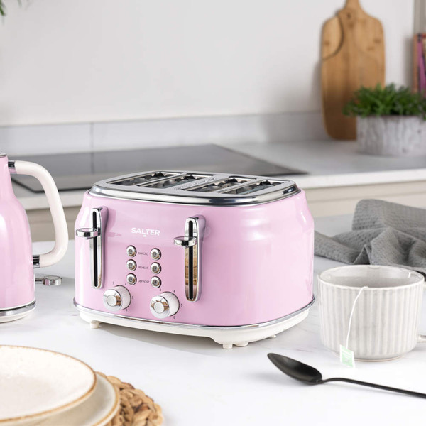 Retro Pink Kettle, Toaster & Microwave Set