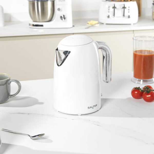 White Salter toaster with two slices of bread in a modern kitchen setting
