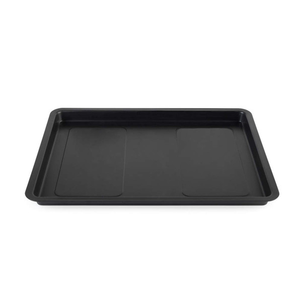 Black non-stick oven tray, wide rectangular shape