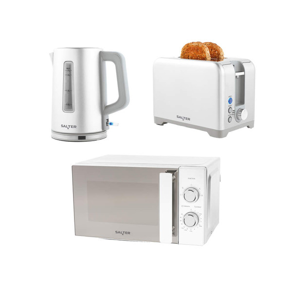 Aspen Kettle, Toaster, & Microwave Set – Silver