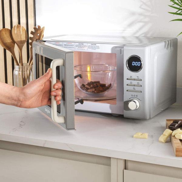 Retro Grey Kettle, 4-Slice Toaster & Microwave Set