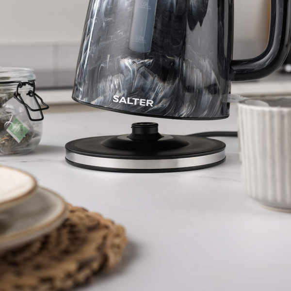 Marble Kettle & Toaster Set – White/Black