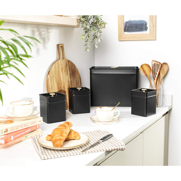 Alchemy Bread Bin With Lid – Black/Gold