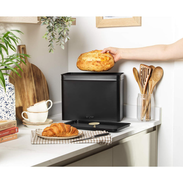 Alchemy Bread Bin With Lid – Black/Gold