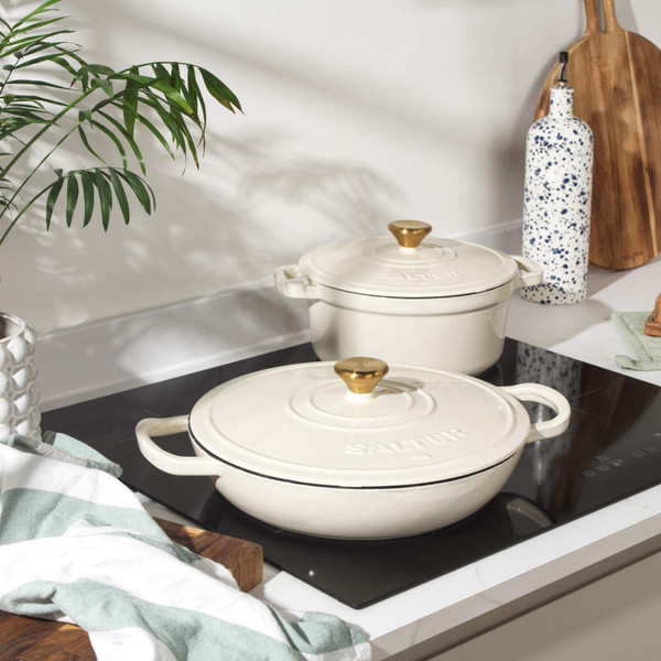 Cream oval casserole dish viewed from above, showing two side handles.