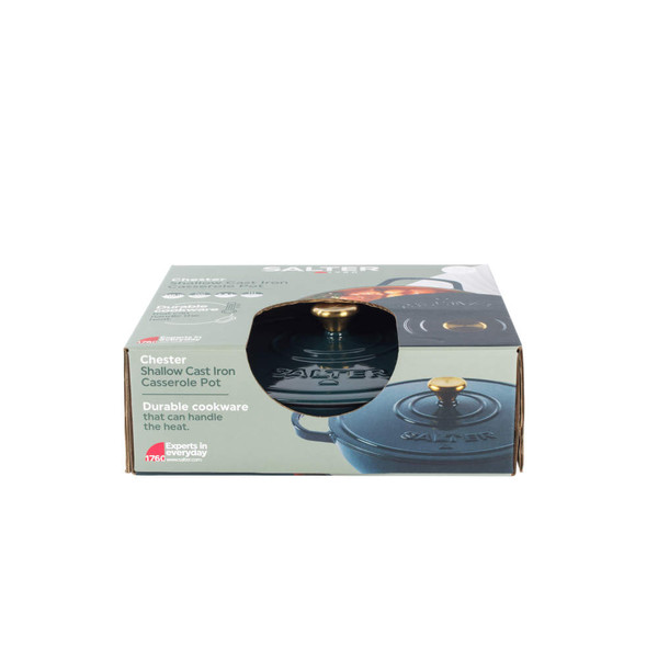 Chester 30cm Shallow Cast Iron Casserole Pot - Green