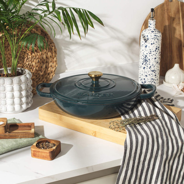 Chester 30cm Shallow Cast Iron Casserole Pot - Green