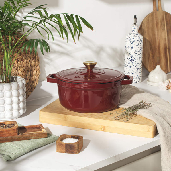 Chester 24cm Cast Iron Casserole Pot - Red - PFAS-free