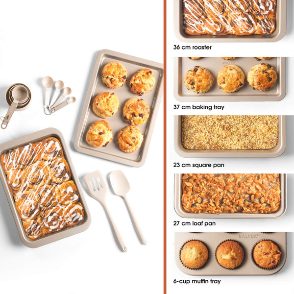 Bakes 6 Piece Hand Mixer & Bakeware Set - Black/Gold