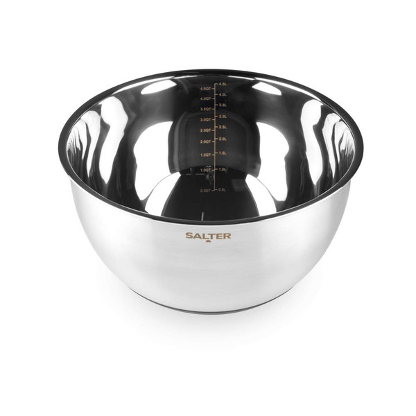 Stainless steel mixing bowl with internal measurement markings