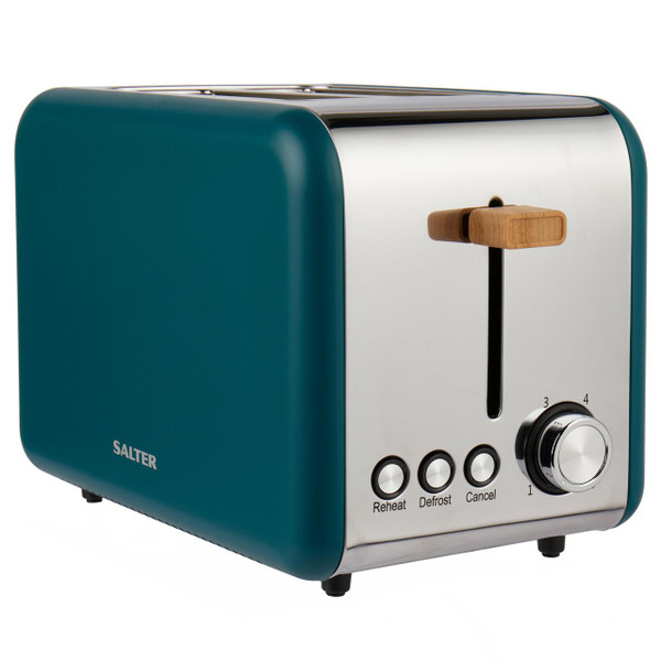 Elder 2 Slice Toaster, 6 Levels Of Variable Browning, 850 W, Teal, Wood 