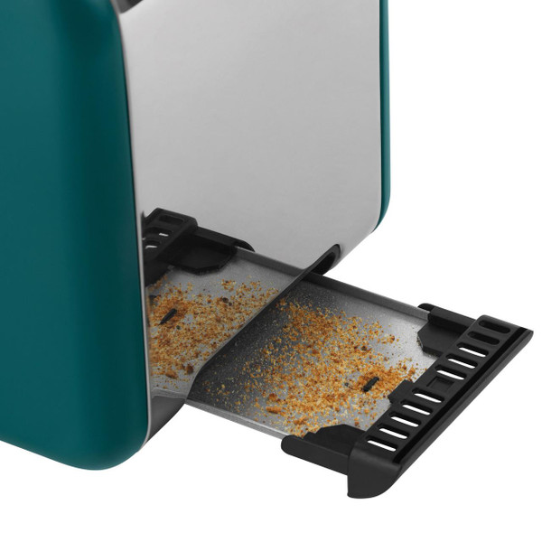 Elder 2 Slice Toaster, 6 Levels Of Variable Browning, 850 W, Teal, Wood 
