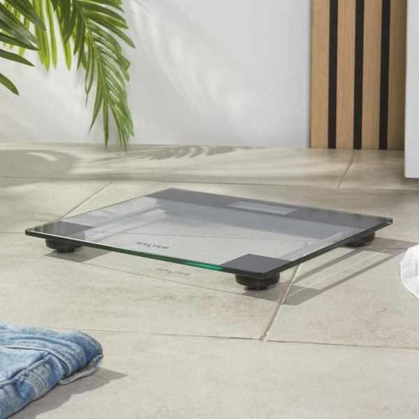 Clear Glass Digital Bathroom Scale – Black