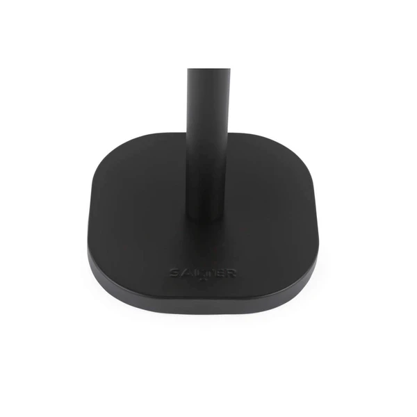 Black square weighted base for standing kitchen or bathroom product, embossed 'Salter'.