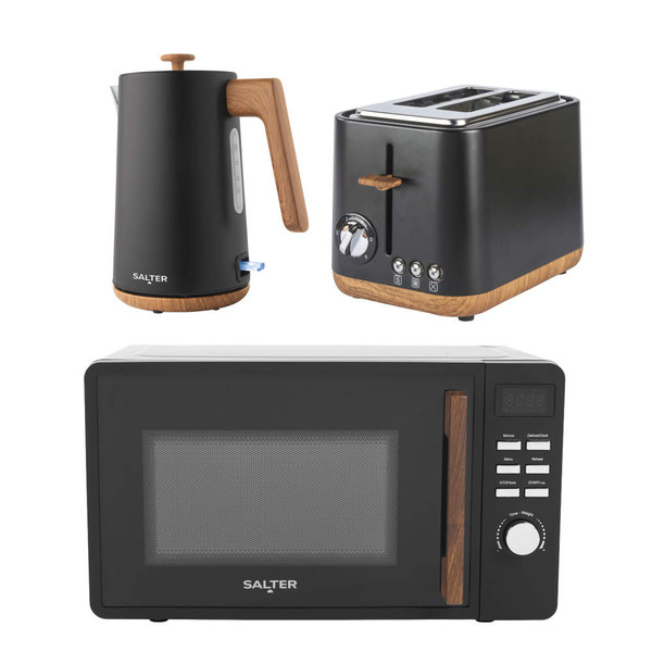 Toronto Kettle, 2-Slice Toaster & Microwave Set - Black