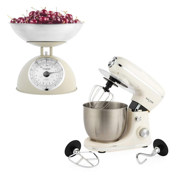 Salter Stand Mixer & Analogue Scale Set – Cream 
