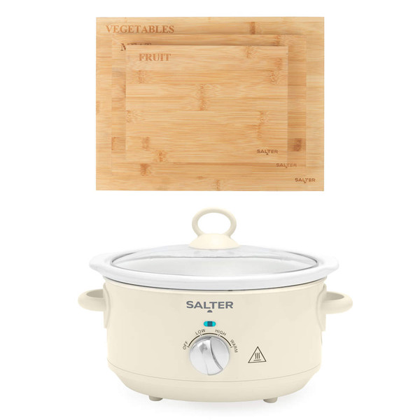 Retro 3.5L Slow Cooker & Bamboo Chopping Board Set