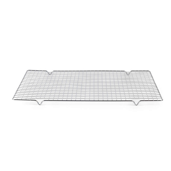 Silver wire cooling rack for baking, rectangular with raised feet