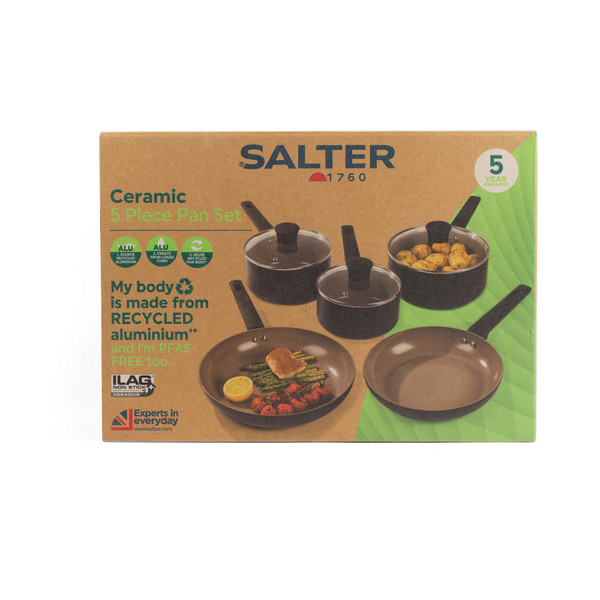 Recycled Ceramic 5 Piece Cooking Pan Set – Beige/Black