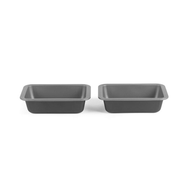 Set of 2 non-stick grey square cake tins