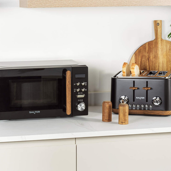 Toronto 4-Slice Toaster & Microwave Set - Black