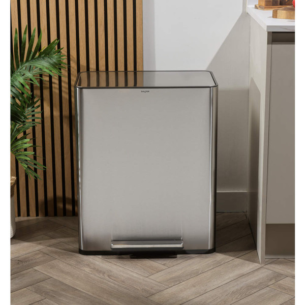 Dual Recycle 60L Pedal Bin – Stainless Steel with Carbon Filters