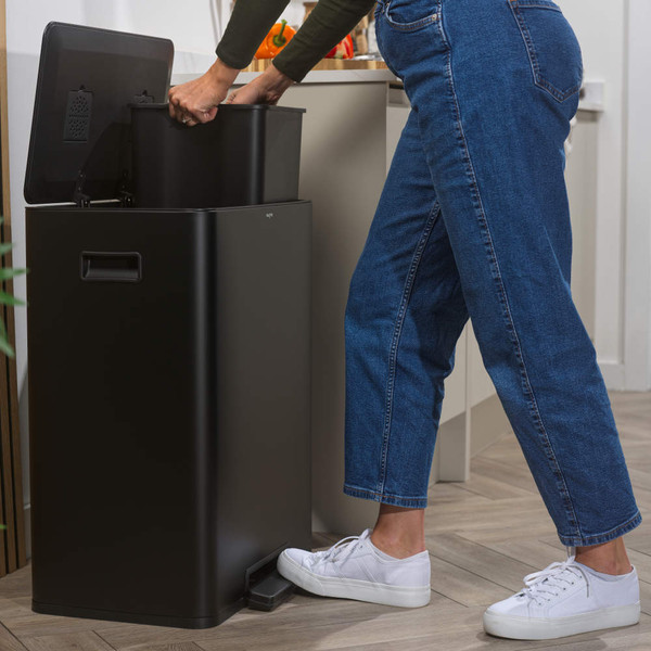 Dual Recycle 60L Pedal Bin – Black
