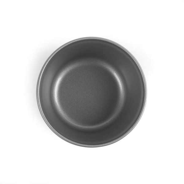Grey non-stick round cake tin, top view