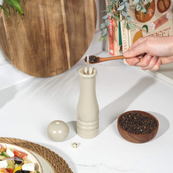 Salt and Pepper Mills - Set of 2 Grinders -Beige/Charcoal