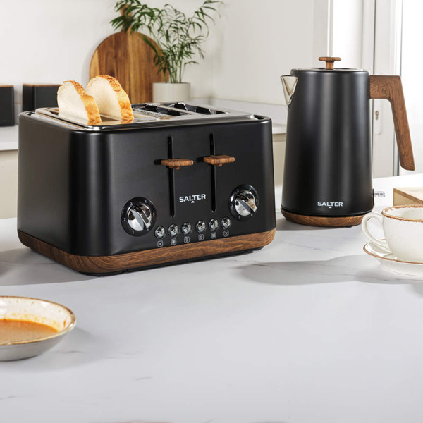 Toronto Kettle, 4 - Slice Toaster & Air Fryer Set - Black
